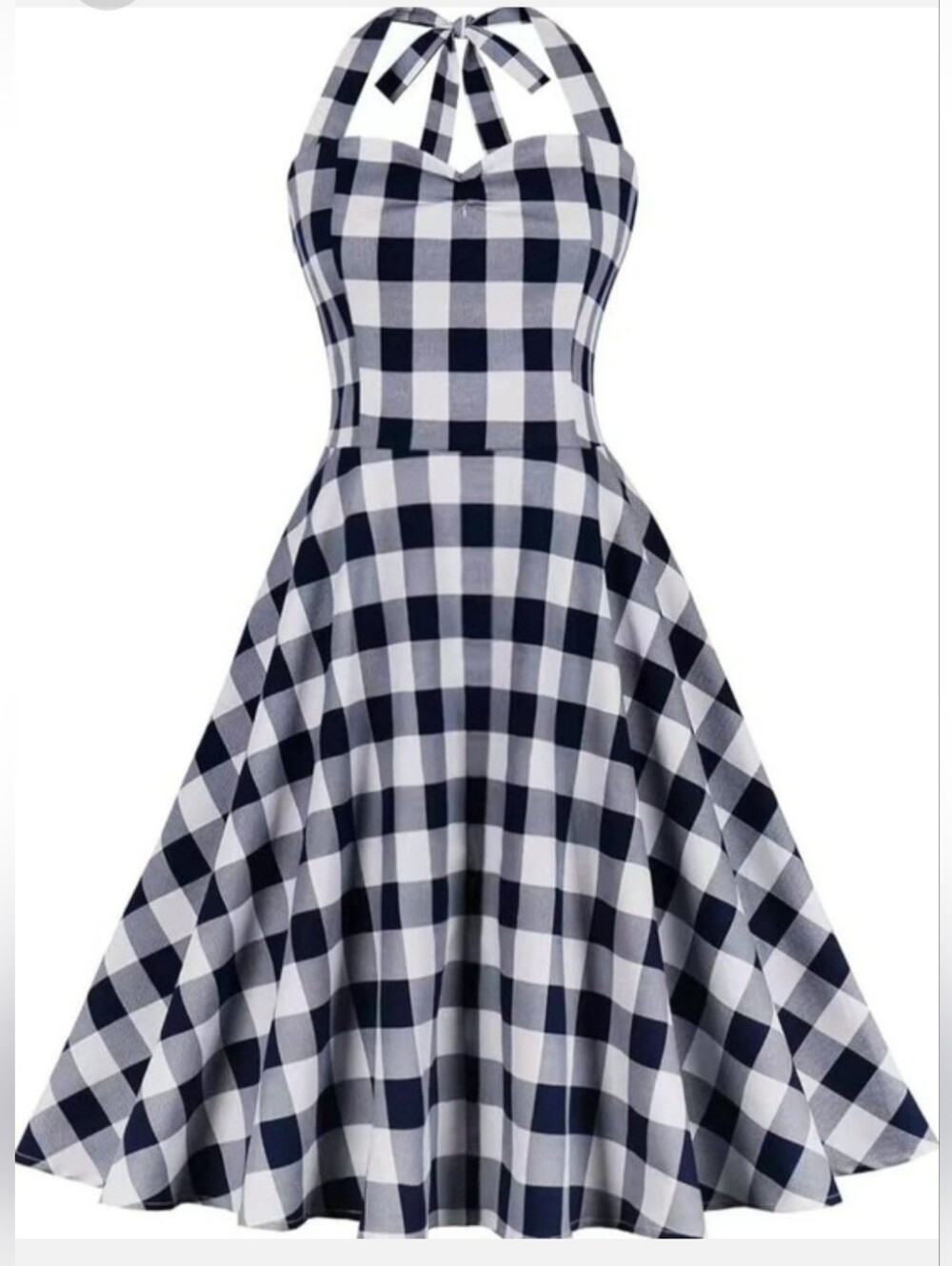 NWT IDOPIP Vintage 1950s Rockabilly Buffalo Plaid‎ Halter Swing Dress XL